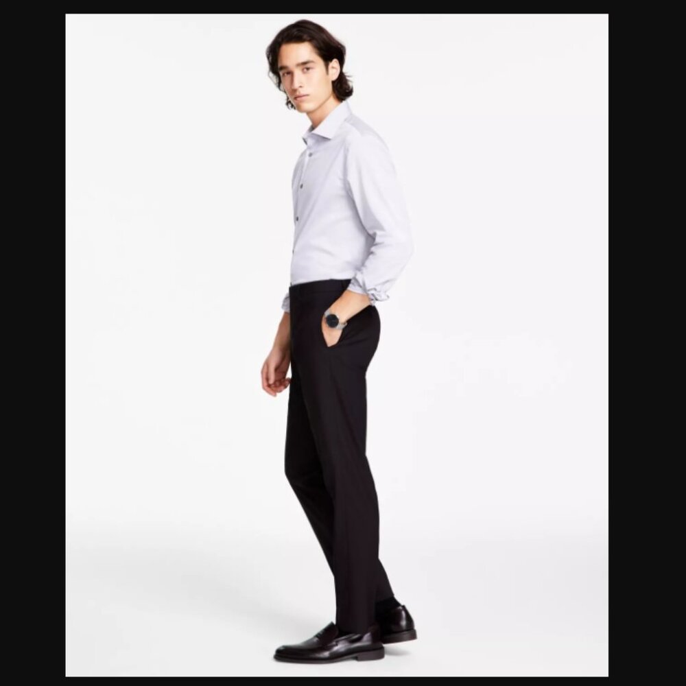 Calvin Klein NEW NWT Mens Slim Fit Plaid Dress Pants Wine Red 40x32